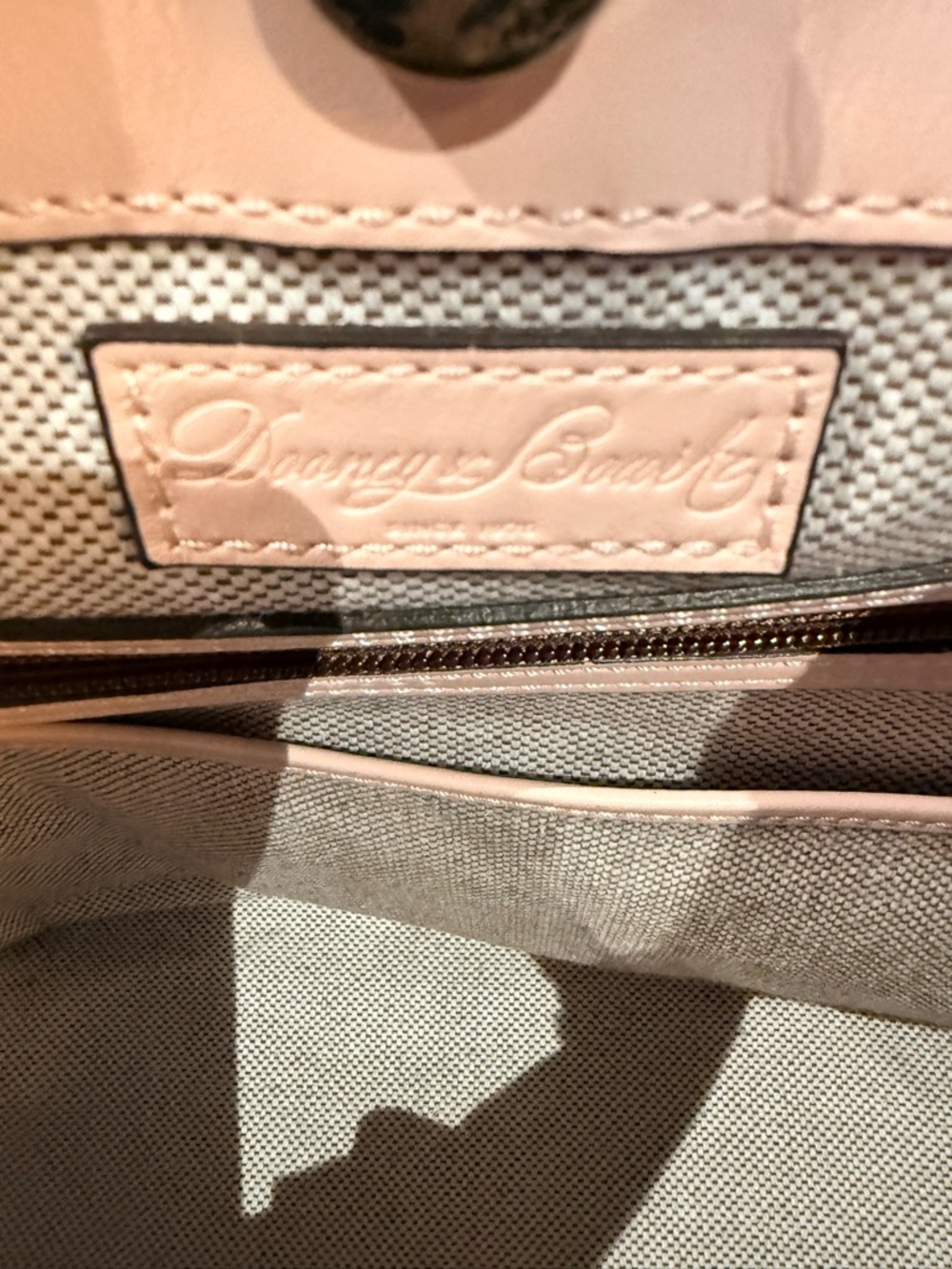 Dooney & Bourke Light Pink City Barlow Leather Tote with Tan Handles - Picture 8 of 8